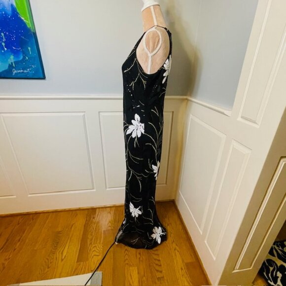 Badgley Mischka Belle Elegant Black Sequin Halter Neck Evening Gown 8 - Picture 5 of 8